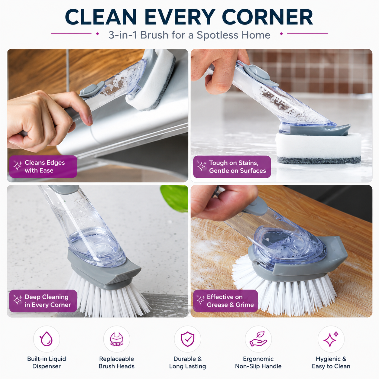 Kitchen cleaning brush